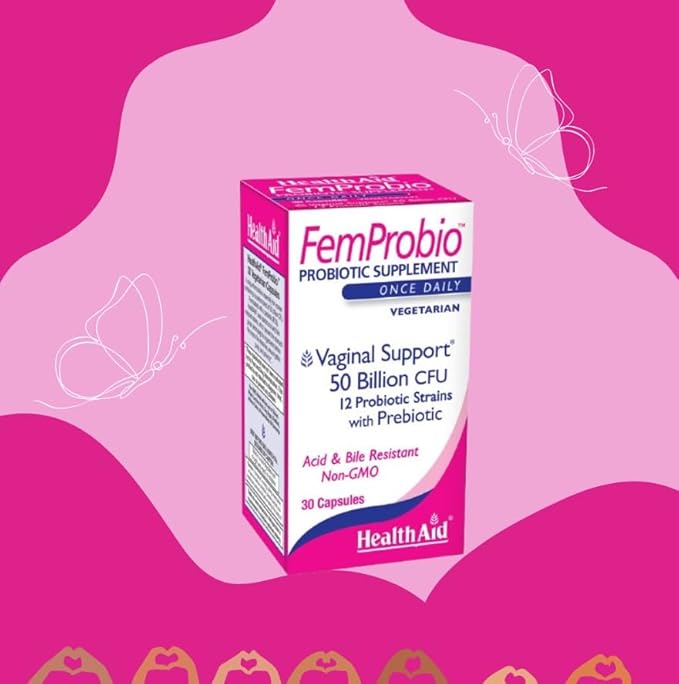 FemProbio, 50 Billion with Prebiotic, 30ct, Helps with Vaginal Support, Acid & Bile Resistant, Lactose, Gluten, GMO Free, Vegetarian