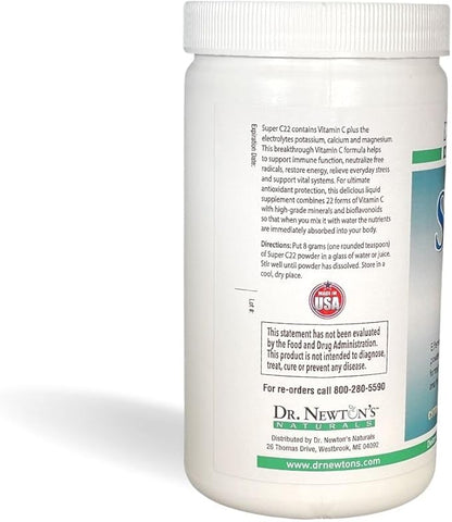 Dr. Newton’s Naturals Super C22 Effervescent Vitamin C Fizzy Powdered Drink Mix with 22 Natural Sources of Vitamin C – 1500mg -8.9 Ounce Can