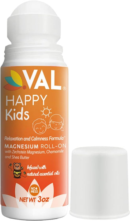 VAL Magnesium Roll-On for Kids | Gentle Zechstein Magnesium Chloride | Relaxation for Daytime & Bedtime | Calm & Mood Support | with Chamomile, Shea Butter & Essential Oils | USA Made | 3oz