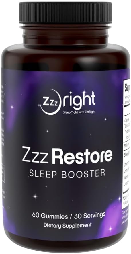 ZzzRestore Sleep Booster – Natural Sleep Aid with 2mg Melatonin & Herbal Blend | Non-Habit Forming, Deep Sleep Support | 1 Month Supply