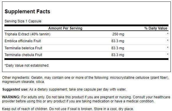 Swanson Triphala (Standardized) 250 Milligrams 120 Capsules