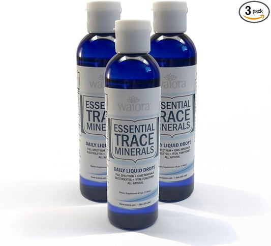Waiora Essential Trace Minerals | Help Replenish Lost/Depleted Mineral | 60+ Ionic Trace Minerals | Support Body’s Vital Functions, pH Balance | Plus Electrolytes for Hydration (3 Bott /144 serv)
