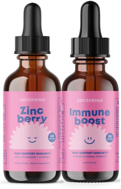 JoySpring Zinc with Vitamin C Liquid Supplement Immune Support for Kids, 1 fl oz