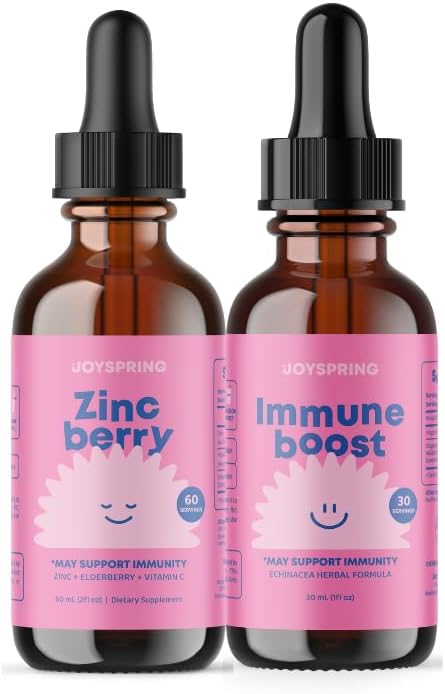 JoySpring Zinc with Vitamin C Liquid Supplement Immune Support for Kids, 1 fl oz