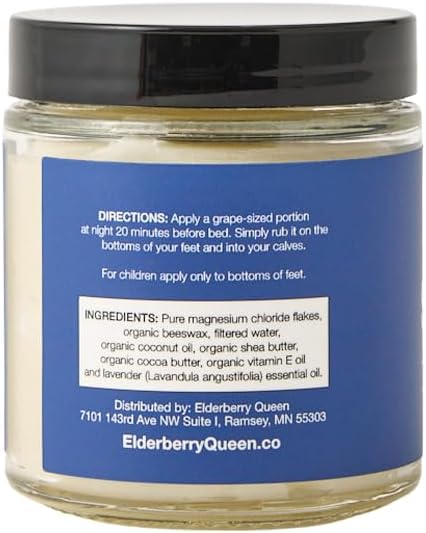 Elderberry Queen Sweet Serenity Magnesium Balm for Sleep 4 oz, Kid Safe (Lavender)