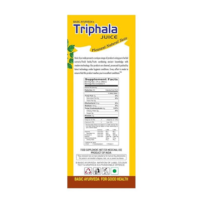 BASIC AYURVEDA Triphala Juice | 16.23 Fl Oz (480ml) | Organic Fruit Juice of Amla Bibhitaki & Haritaki | Natural Source of Vitamin C | for Healthy Hair & Digestion