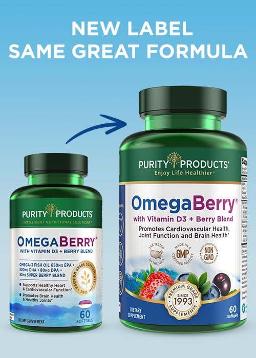 Purity Products Women’s Perfect Multi + OmegaBerry Fish Oil Women's Multi (Supports Urinary Tract Health, Immune, Bone, Hair, Skin, Nails + More) - OmegaBerry (1250mg Omega-3, Vitamin D3 + More)
