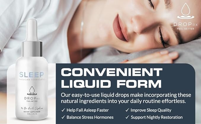 DropRx Sleep by Dr. Nicole Saphier – Melatonin Drops with Passion Flower, Ashwagandha & Magnolia Bark Extract – Organic, Non-GMO, Vegan, Gluten-Free, Kosher – Made in USA (2 Fl Oz)