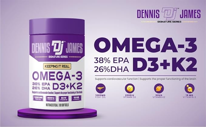 DENNIS JAMES Signature Series Omega-3 | D3+K2 | 90 Softgels | 90 Serving