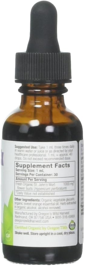 Oregon's Wild Harvest Fresh Organic St. John's Wort Extract, 1 Fluid Ounce