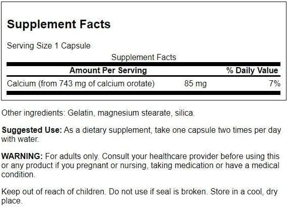 Swanson Calcium Orotate 85 Milligrams 60 Capsules