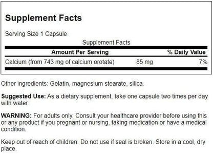 Swanson Calcium Orotate 85 Milligrams 60 Capsules
