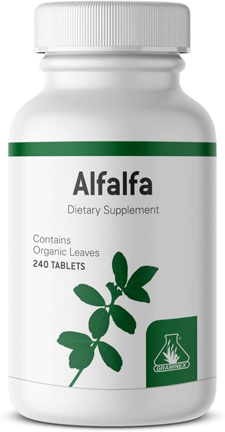 Alfalfa Tablets - Non-GMO Green Superfood Supplement with Vitamins, Minerals, Amino Acids - 240 Tablets