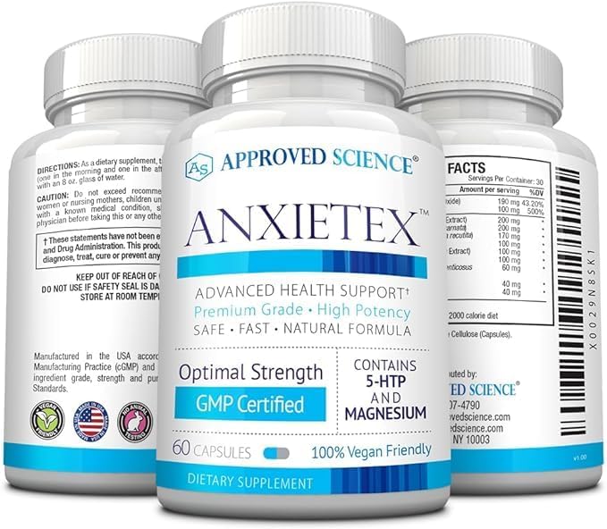 Approved Science Anxietex - Calm and Relaxation - L-Theanine and Magnesium - 60 Capsules - Vegan Friendly - 6 Month Supply