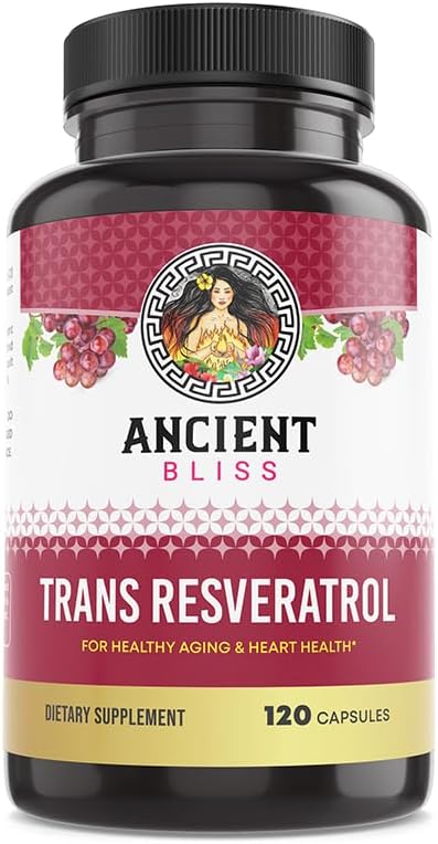 Ancient Bliss Resveratrol Powerful Antioxidant Supplement with Green Tea, Grape Seed Extract for Healthy Aging for Men & Women