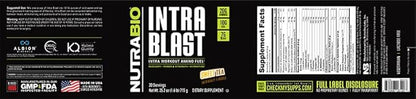 NutraBio Intra Blast Bcaa Powder Amino Acid Supplement, Electrolyte & Hydration Blend, Intra, Pre Workout & Muscle Recovery, 20g Eaa Amino Acids Powder, 5g Glutamine- Sweet Tea, 30 Serving