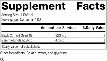 Standard Process Inc. Black Currant Seed Oil - Immune, Blood Flow & Tissue Repair Support with Whole-Food Based Blend of Black Currant Seed Oil & Gamma-Linoleic Acid - 180 Softgels