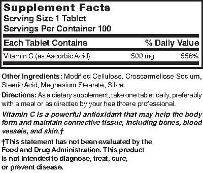 Nature's Blend Vitamin C 500 mg 100 Tablets