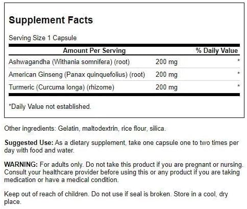 Swanson Full Spectrum Turmeric Ashwagandha & Ginseng Complex 60 Capsules