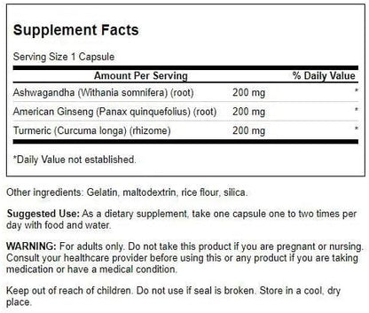 Swanson Full Spectrum Turmeric Ashwagandha & Ginseng Complex 60 Capsules
