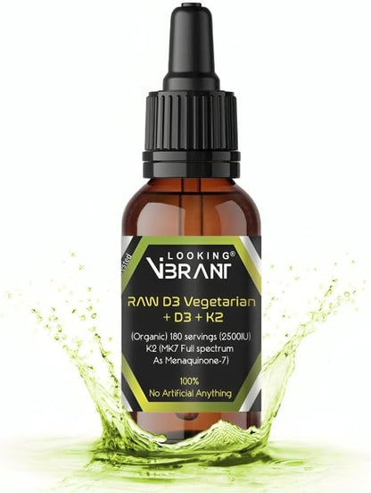 Vitamin D3 + K2 (MK-7) Liquid Drops with MCT Oil & Olive Oil - Vegetarian, Non-GMO, Soy-Free, Gluten-Free, Alcohol-Free, 1 Bottle, 2 Fl Oz (60 ml) - 180 Servings (2500 IU per Serving)