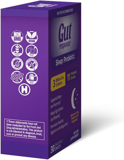 Sleep Probiotic for Men & Women, Slows Down Digestive Aging, Supports Sleep and Recovery, Promotes Healthy Gut, Vegan, Gluten Free & Soy Free, 3 Billion CFU, 30 Caplets