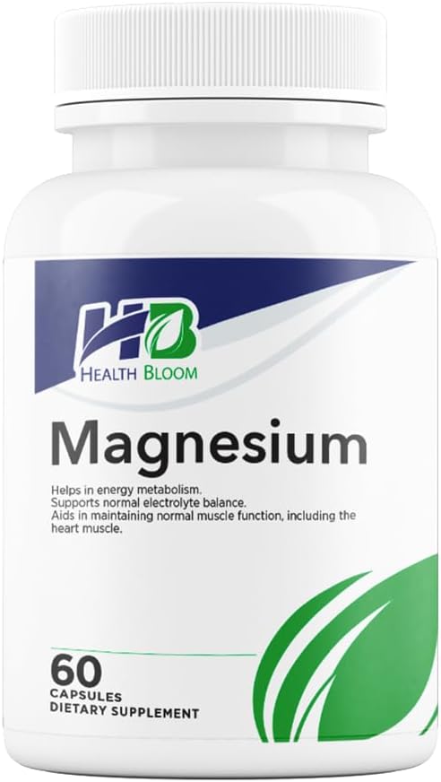 Magnesium | 60 Capsules | Health Bloom | Vitamins and Minerals Capsules