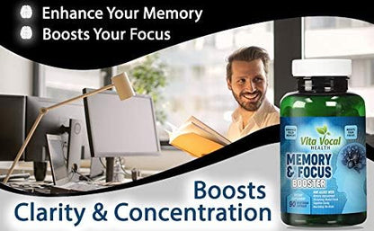 VitaVocal Premium Memory Focus Supplement, Boosts Clarity and Concentration | Brain Booster
