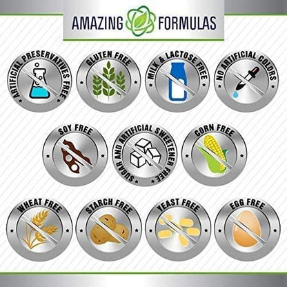 Amazing Formulas Berberine Turmeric & Bioperine 800mg Per Serving 60 Veggie Capsules Supplement | Non GMO | Gluten Free | Made in USA | Ideal for Vegetarians