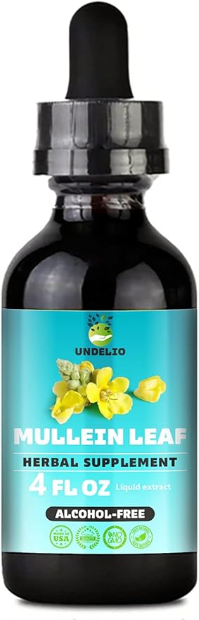 Undelio's Herbal Mullein Leaf Extract - Organic & Alcohol-Free Tincture for Respiratory, Lung, Sleep & Digestive Support - Non-GMO, Vegan - 4 fl. Oz for Immune Health & Lung Detox