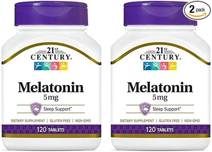 21st Century Melatonin 5 mg Tablets, 120 Count (Pack of 2)