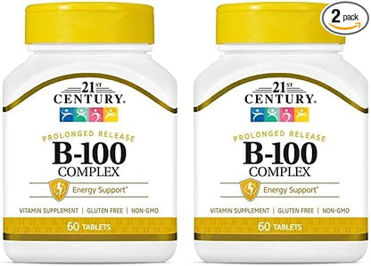 21st Century B 100 Complex Prolonged Release Caplets, 60 Count (Pack of 2)