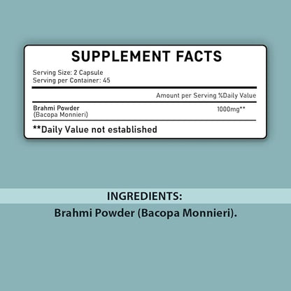 Brahmi Tablets - 90 Tablets, 1000 mg |45 Days Supply | by mi Nature | 100% Natural Brahmi Tablets | Vegan | Bacopa Monnieri | from India