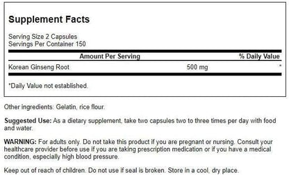 Swanson Korean Ginseng 250 Milligrams 300 Capsules