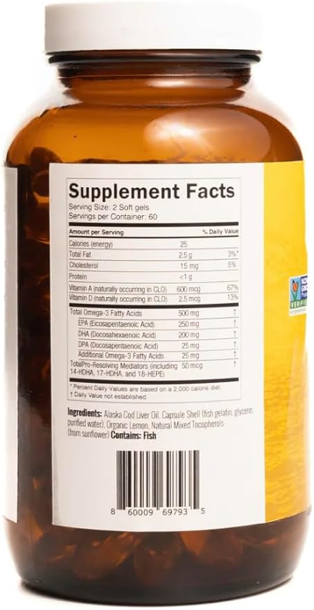 On Target Living Alaskan Cod Liver Oil 120 Soft Gels | Line Caught in The USA | Naturally Occurring Vitamin D | Rich in Omega 3 DHA/EPA
