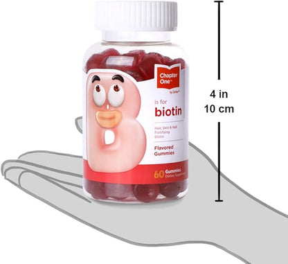 Zahler Chapter One Biotin Gummies, Hair Skin and Nails Fortifying Biotin, Certified Kosher, 60 Flavored Gummies
