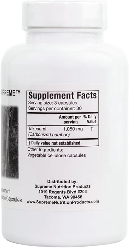 Supreme Nutrition Takesumi Supreme, 90 Pure Activated Bamboo Charcoal Vegetarian Capsules (Pack of 2)
