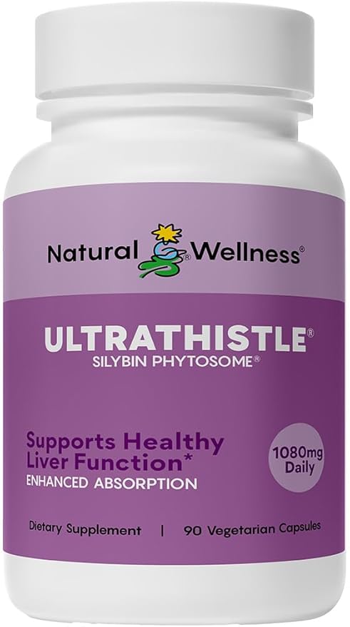 Natural Wellness UltraThistle® Advanced Milk Thistle Liver Support - 1080mg Silybin Phytosome Patented Formula (No Soy) - Herbal Liver Cleanse & Detox Supplement, 30-Day Supply Care