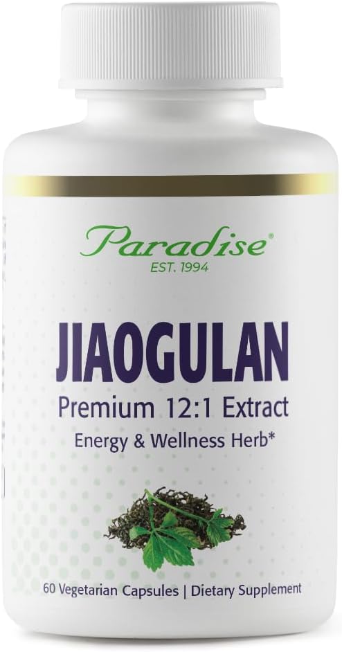 Paradise Herbs Jiaogulan, Vital Energy Adaptogen, Active Whole Spectrum, Super Potent, Ultra Pure, Vegan, Non GMO, Gluten Free 60 Vegetarian Capsules