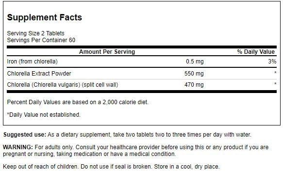 Swanson Chlorella Complex 275 Milligrams 120 Tabs
