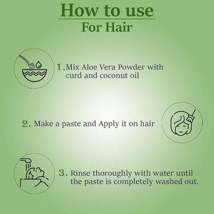 minature Aloe Vera Powder | Aloe Barbadensis | Vegan Non GMO| Pure & Natural with NO Chemical | Made in India| Skin 7 Hair Care| | 454 g / 16 Oz