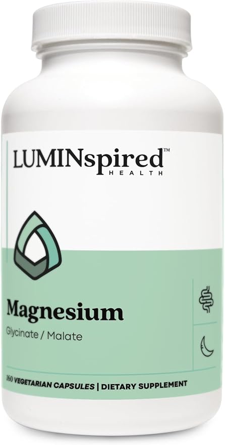 LUMINSPIRED HEALTH High Absorption (Magnesium Glycinate) 260mg - Magnesium Supplement for Muscle Relaxation, Bone Health & (Heart Health) - 160 Vegan Capsules, Non-GMO, Gluten-Free