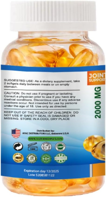 Organic Vitamins súper Omega 3 Ultra Pure Fish Oil Concentrate, EPA & DHA Triple Strength, Omega 3 Fatty acids, Burpless 120 softgels