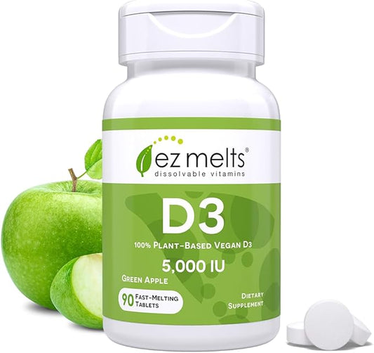 EZ Melts Dissolvable Vitamin D3 5,000 IU, Sugar-Free, 3-Month Supply