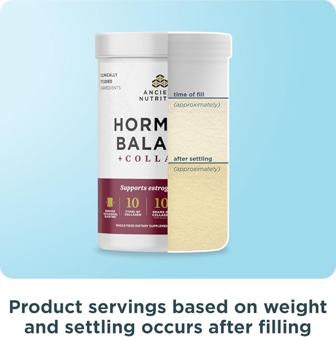 Ancient Nutrition Hormone Balance + Collagen Powder Supplement, Hydrolyzed Collagen Peptides, Key Clinically Validated Ingredient to Support Balanced Hormones and Boost Energy, Vanilla, 25 Servings