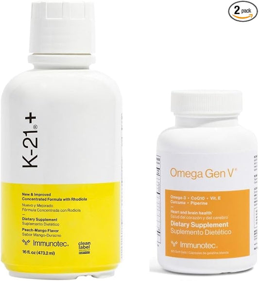 Immunotec Bundle (1 K-21+ and 1 Omega Gen V) - Herbal Blend with Rhodiola, Omega 5-in1 Formula