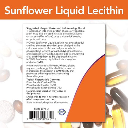 Now Foods, Sunflower Liquid Lecithin, 16 fl oz (473 ml) (Pack of 2)