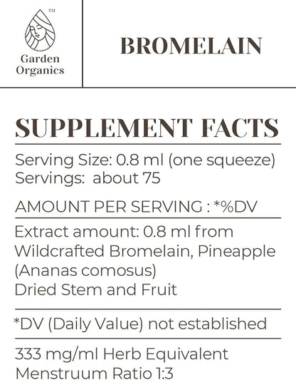 Bromelain Alcohol-Free Natural Tincture Extract, Immune System Booster, Liquid Drops Made from 100% Wildcrafted Bromelain, Pineapple (Ananas comosus) Dried Stem and Fruit (2 fl oz)