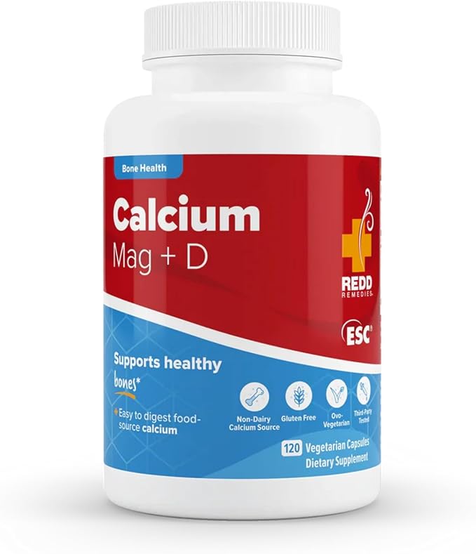 Redd Remedies, Calcium Mag + D, Vitamin D3 and Calcium for Strong Bone Support, 120 Vegetarian Capsules