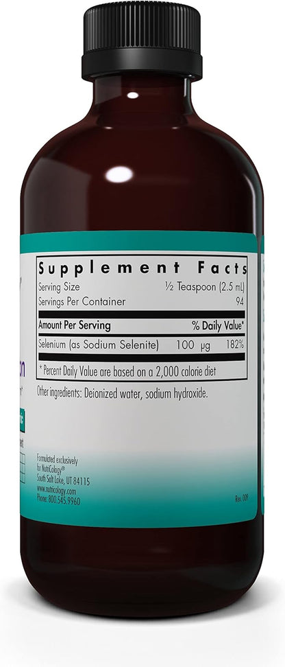 Nutricology Selenium Solution - Well-Absorbed Selenium Liquid, Pure Sodium Selenite, Thyroid Support, Antioxidants, 100 mcg Supplement, Hypoallergenic - 8 Fl Oz